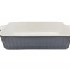 Fuente de Loza blanco y gris 27x18x7 cm