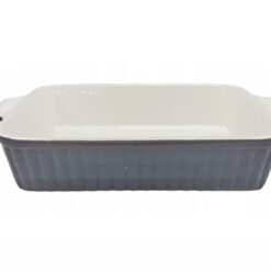 Fuente de Loza blanco y gris 27x18x7 cm