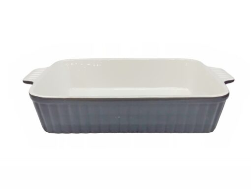 Fuente de Loza blanco y gris 27x18x7 cm