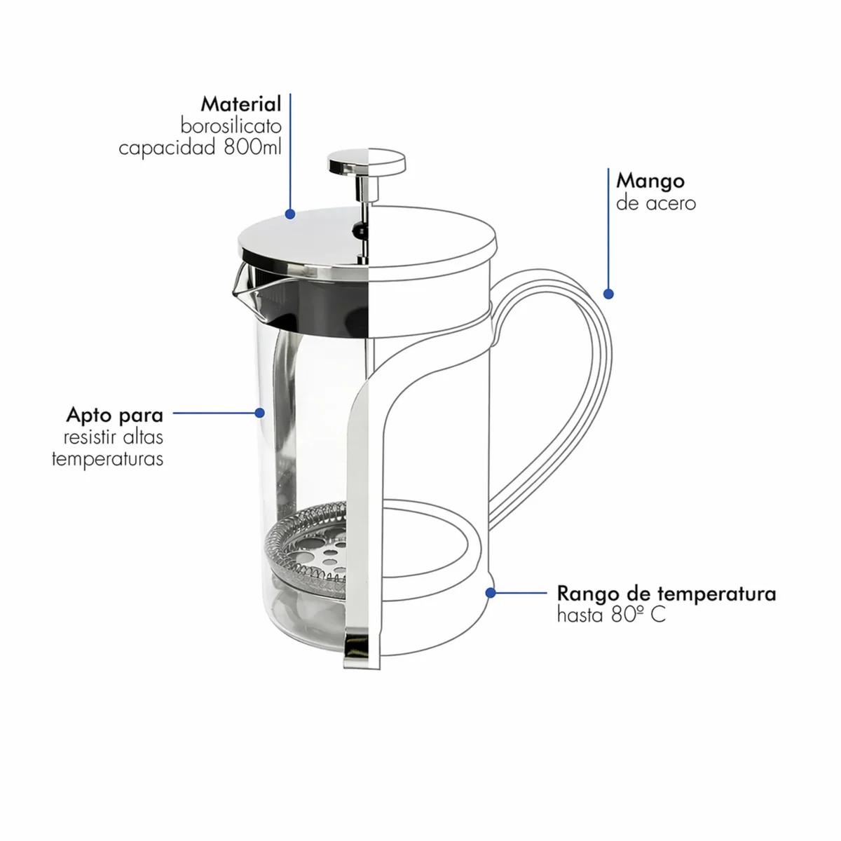 CAFETERA FRANCESA La Cream 800ml - Imagen 2