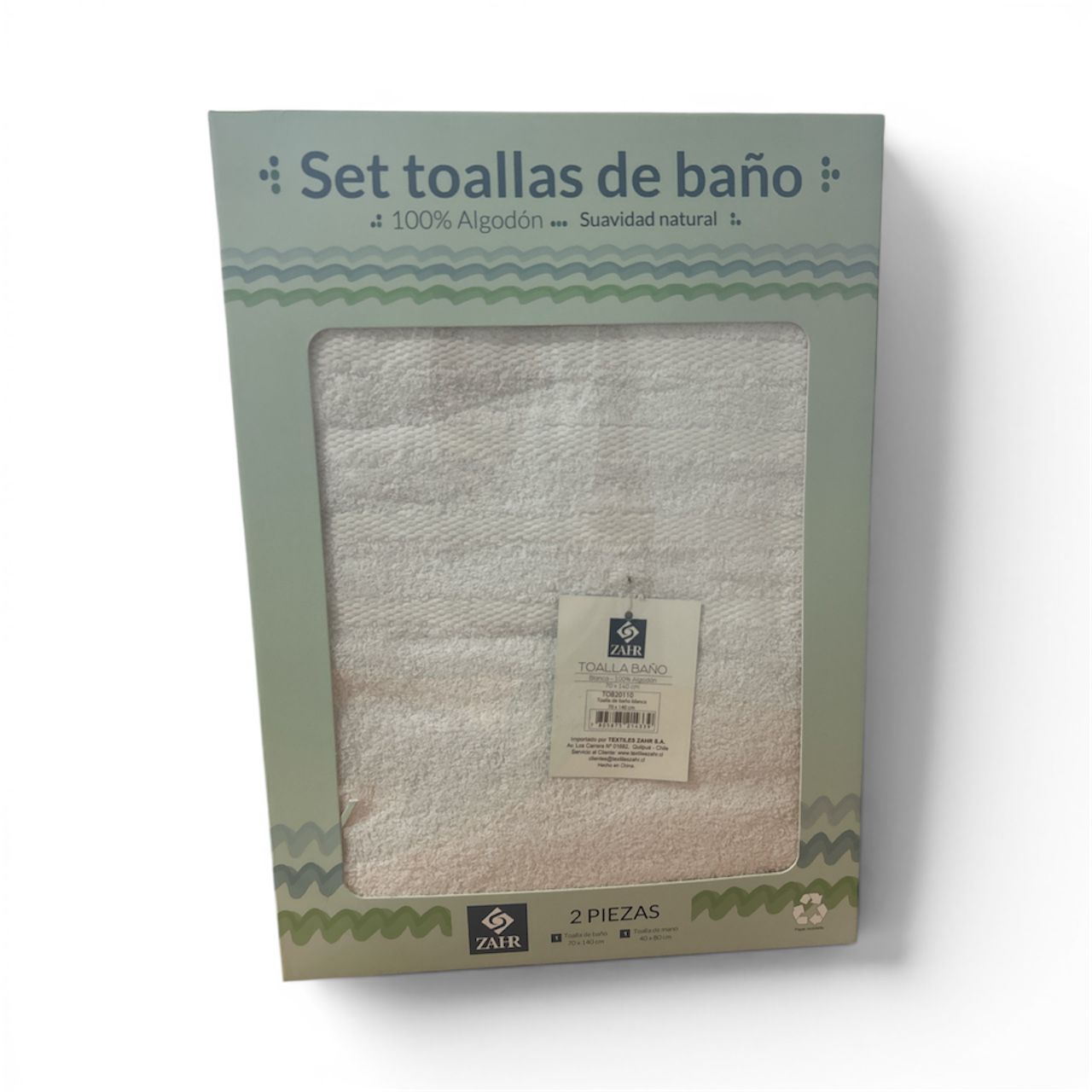 JUEGO TOALLA BLANCA ZAHR 100% ALGODON