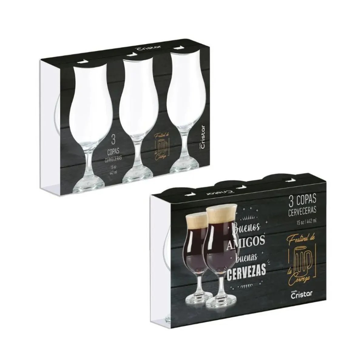 Set 3 Copas Cerveceras 442ml Cristar Praga