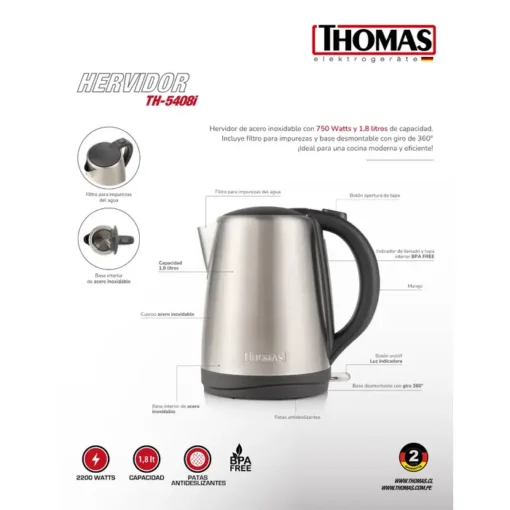 Hervidor 1.8 Litros THOMAS 5408i - Imagen 5