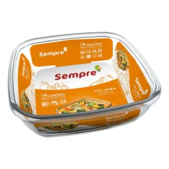 Fuente Cuadrada Vidrio Templado Sempre 0.73 Litros