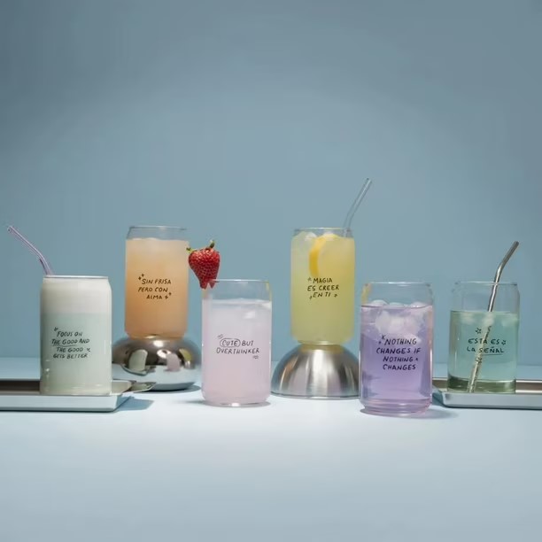 Set 6 Vasos Altos Lata 473ml frases - Imagen 2